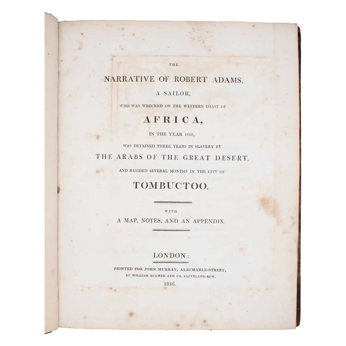 The Narrative of Robert Adams, A sailor, who was Wrecked on the Western Coast of Africa, in the Year 1810, was Detained Three Years in Slavery by the Arabs of the Great Desert (2)