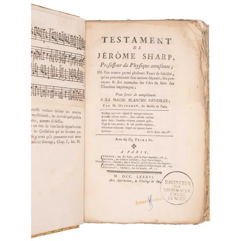 Testament de Jérôme Sharp, Professeur de Physique amusante… Pour servir de complément a La Magie Blanche Dévoilée…