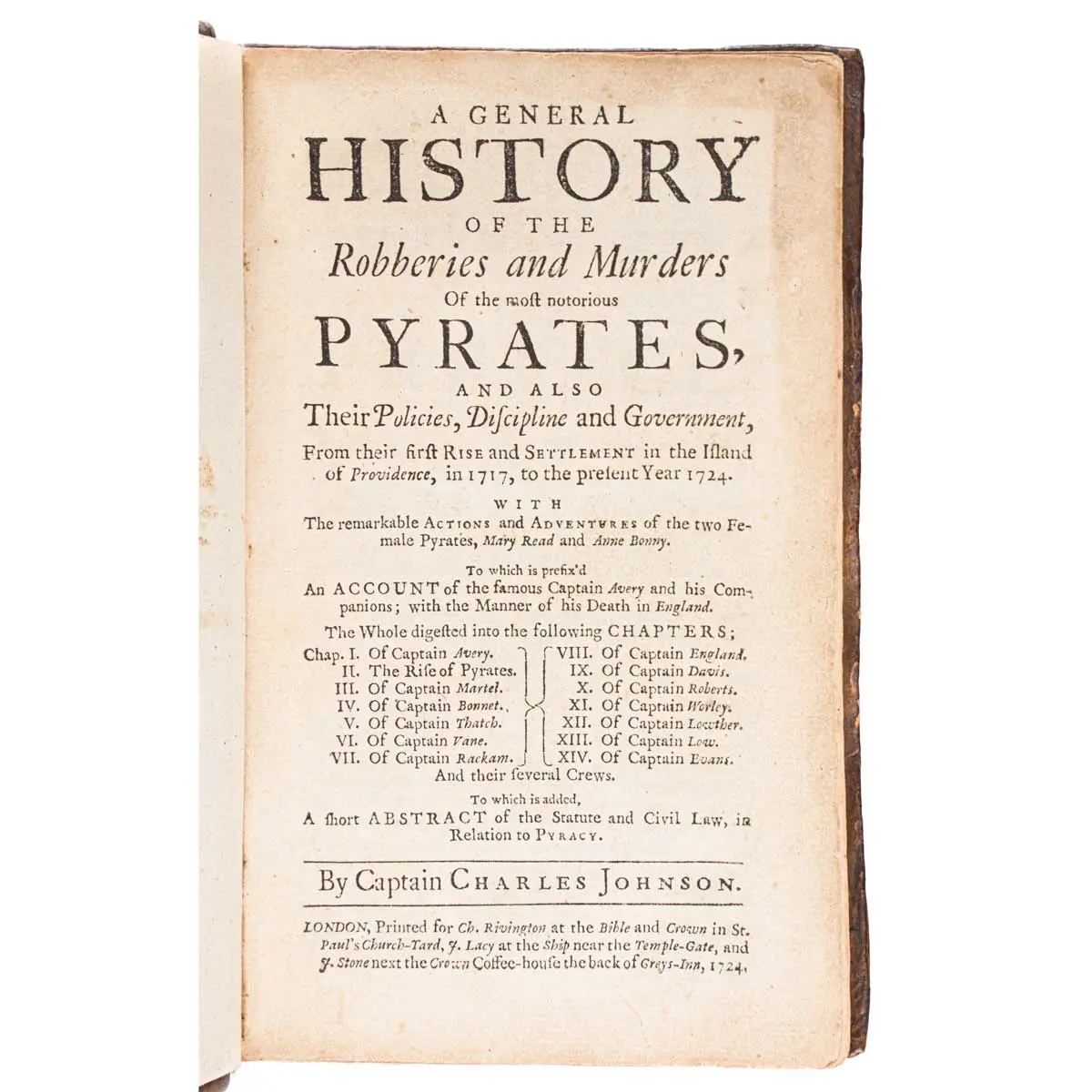 A General History of the Pyrates, from their first rise and Settlement in the Island of Providence, to the Present Time (2)