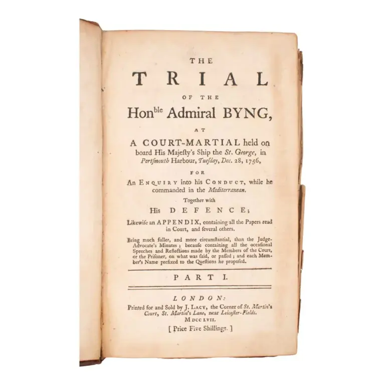 The Trial of the Honorable Admiral BYNG, at A Court-Martial held on board His Majesty’s Ship the St. George, in Portsmouth Harbour, Tuesday, Dec.