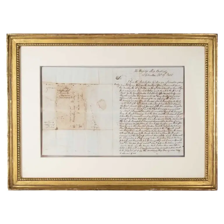 A Fine Autograph Letter Signed (“George Sievers”) to Thomas Tunnard relaying his observations aboard the Belleisle at Trafalgar, 27 October 1805.