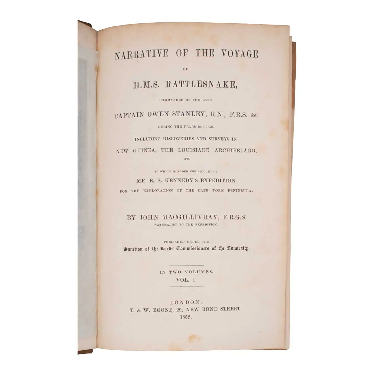 Narrative of the voyage of H.M.S. Rattlesnake, commanded by the late Captain Owen Stanley … during the years 1846-50, including discoveries and surveys in New Guinea, the LouisiadeArchipelago, etc (2)