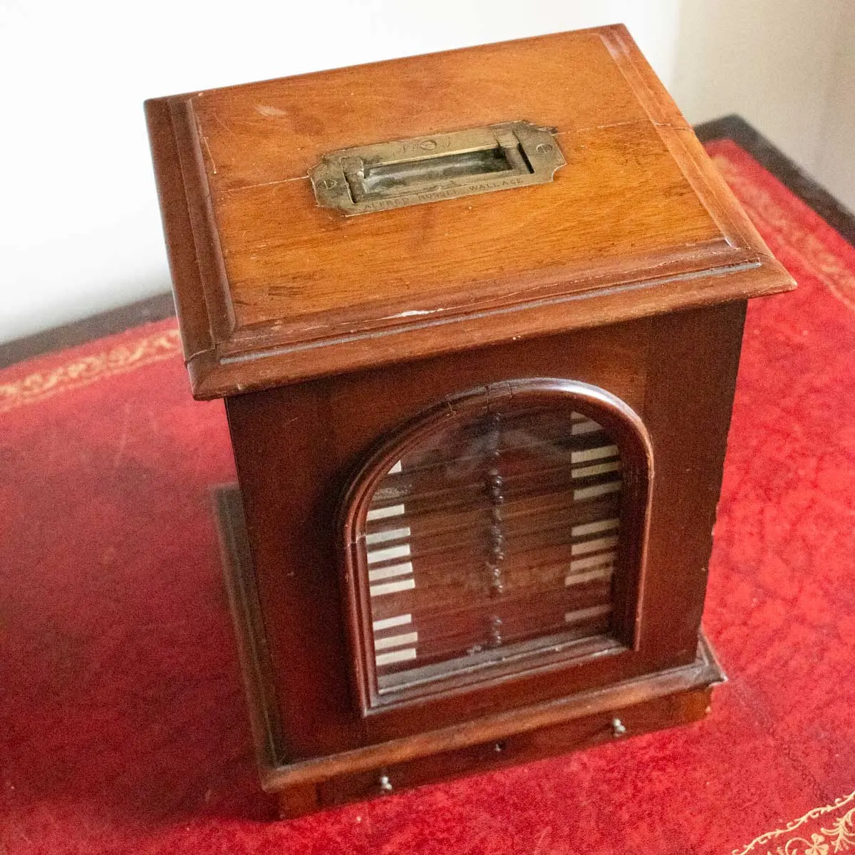 A French Polished Specimens Cabinet with Brass Handle Engraved ALFRED RUSSEL WALLACE No.3 (4)