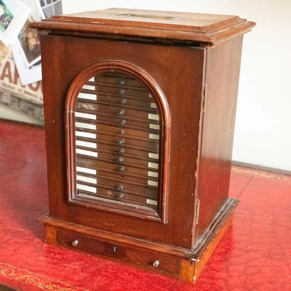 A French Polished Specimens Cabinet with Brass Handle Engraved ALFRED RUSSEL WALLACE No.3 (3)