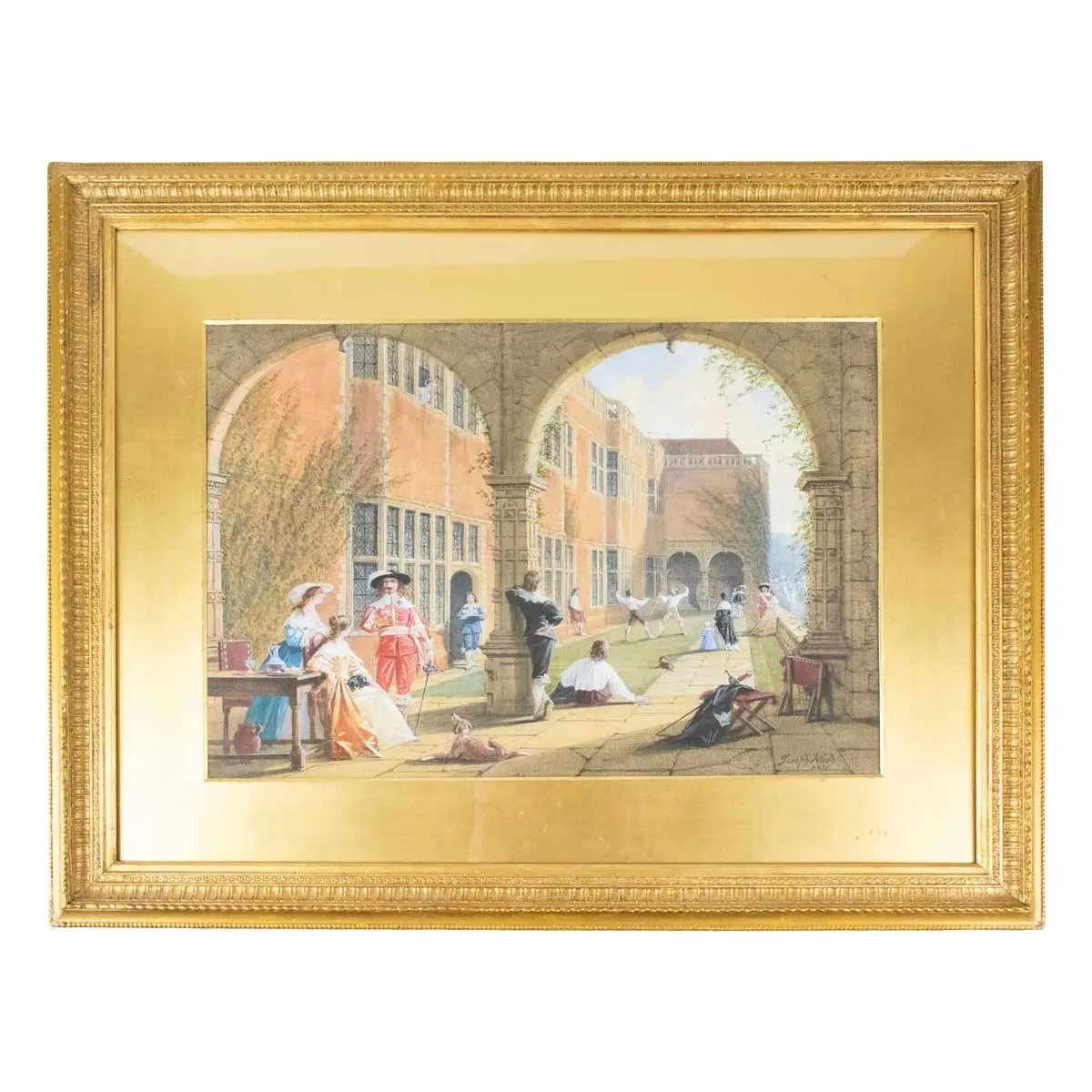 Original Watercolour Sword-Fencing on the Terrace at Bramshill House, Hampshire, 1873. with The Mansions of England… (3)