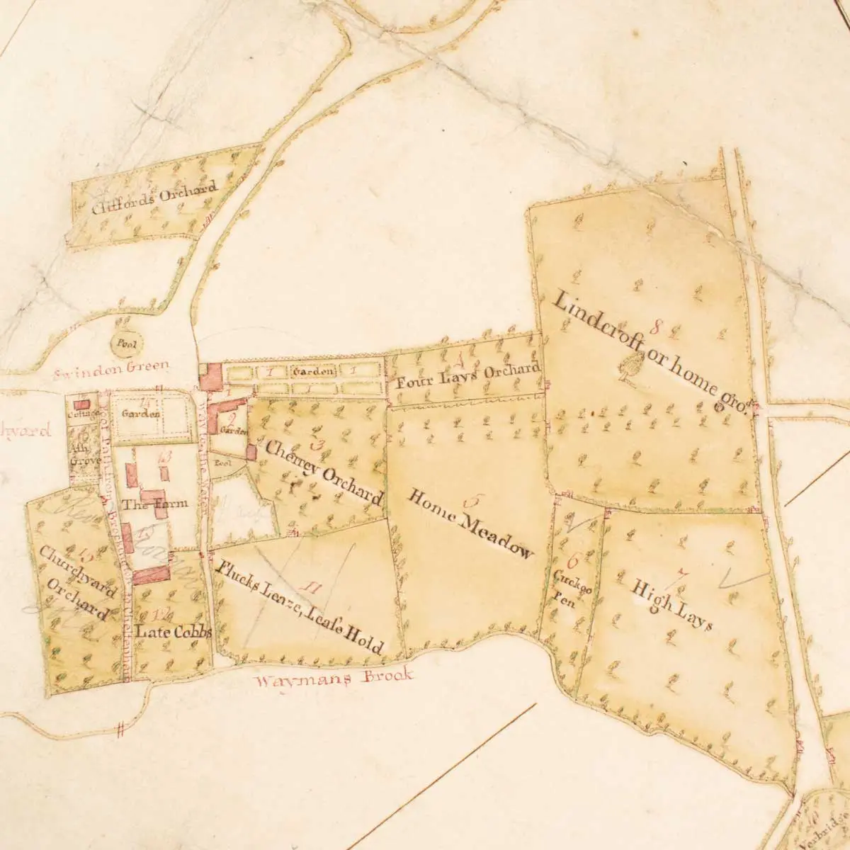 A Plan of the Estate of William Long, Gent. Situate in the parishes of Swindon, Prestbury, Cheltenham and Badgeworth in the County of Glocester (4)
