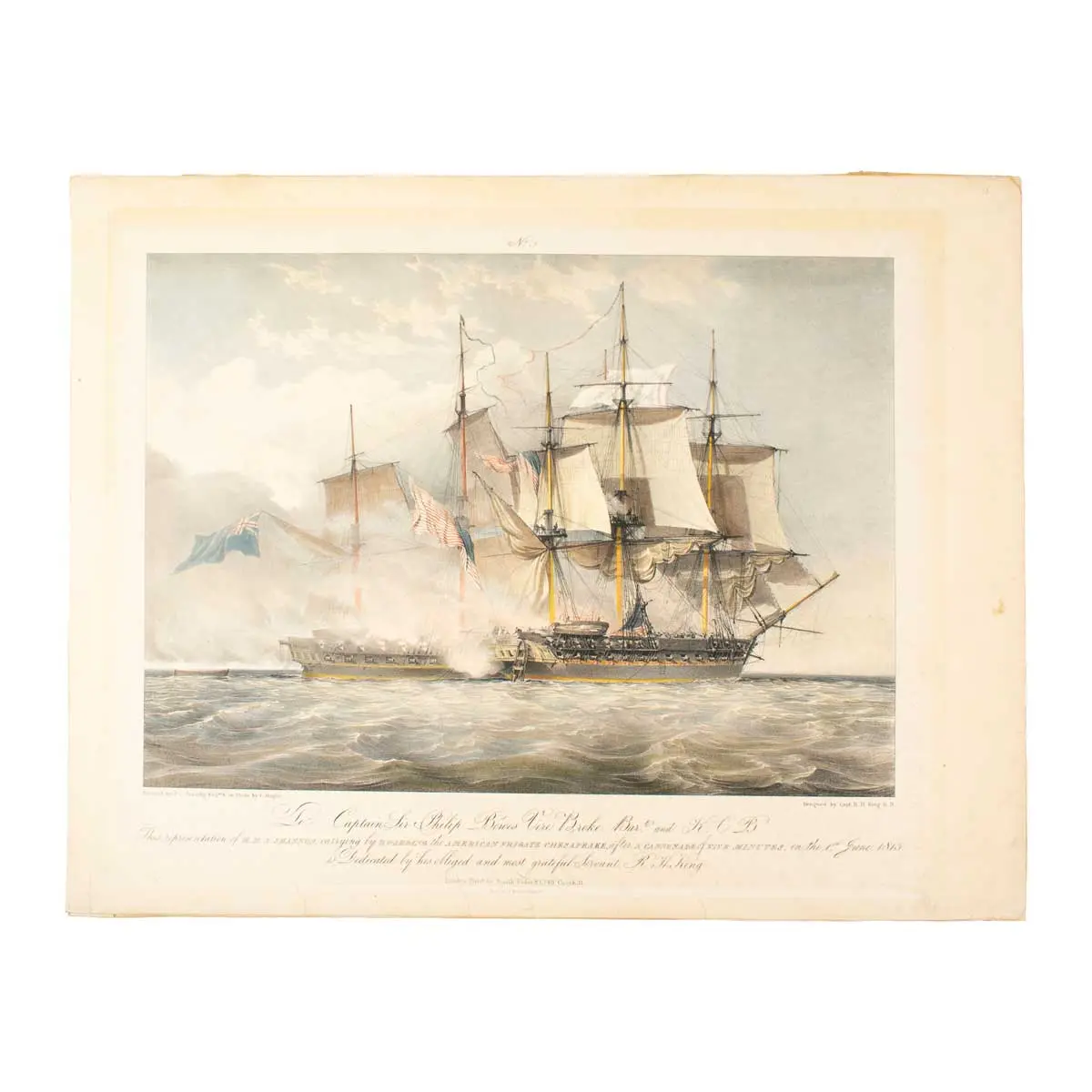 A Series of Four Views, to Illustrate the Naval Action Fought on the First Day of June, 1813 Between the English Frigate Shannon and the American Frigate Chesapeake (3)