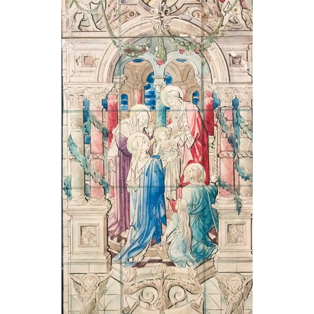Two Watercolour Designs for Stained Glass Windows; one design for San Francisco Nave No.1, second design is likely for the Immaculate Conception Church Hawthorn in Melbourne, Australia (3)