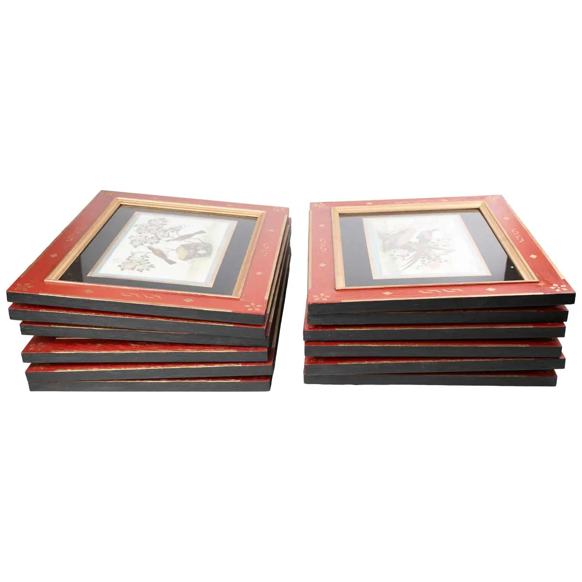Twelve Fine Chinese Watercolours of Exotic Birds of Paradise in very Fine Gilt Frames.