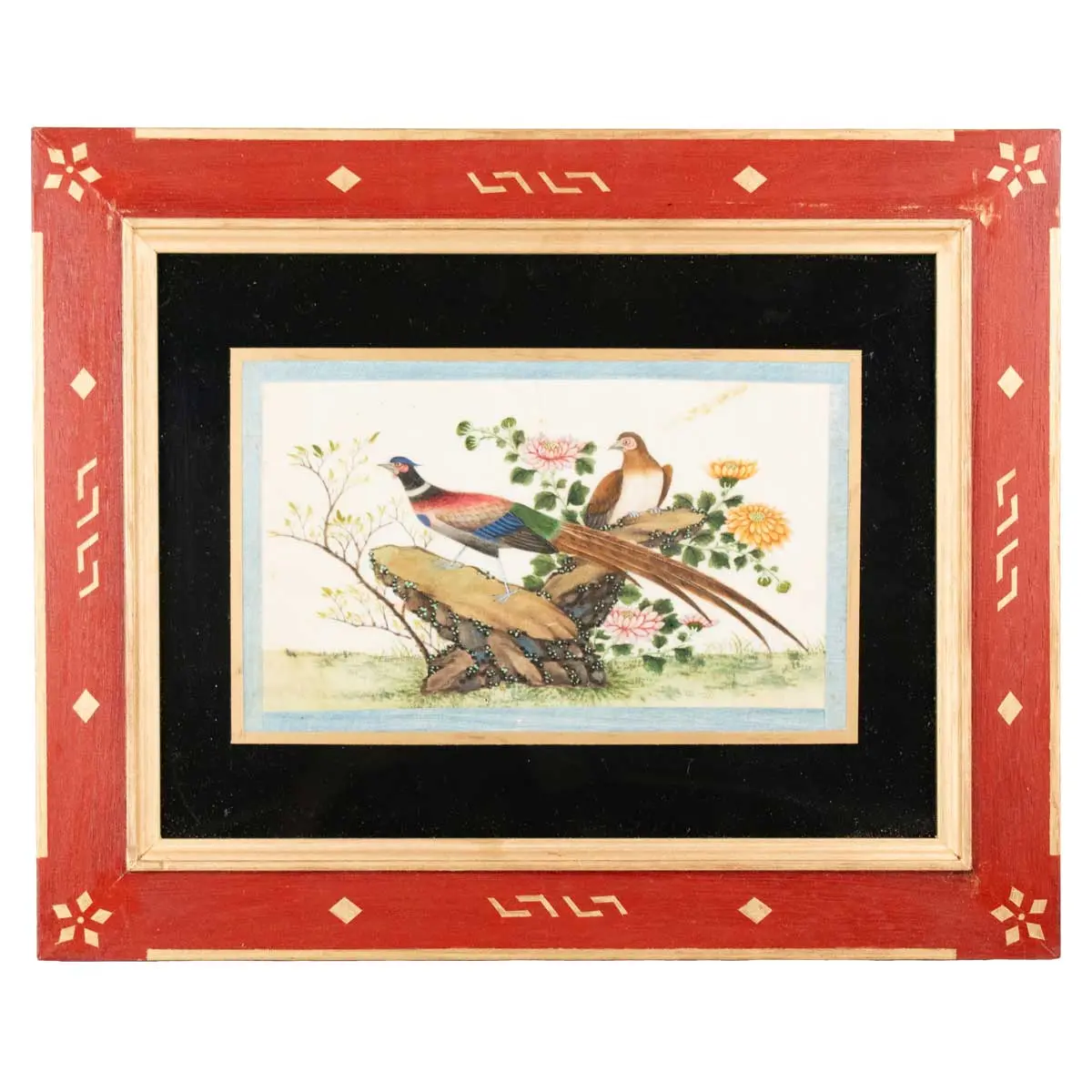 Twelve Fine Chinese Watercolours of Exotic Birds of Paradise in very Fine Gilt Frames (2)