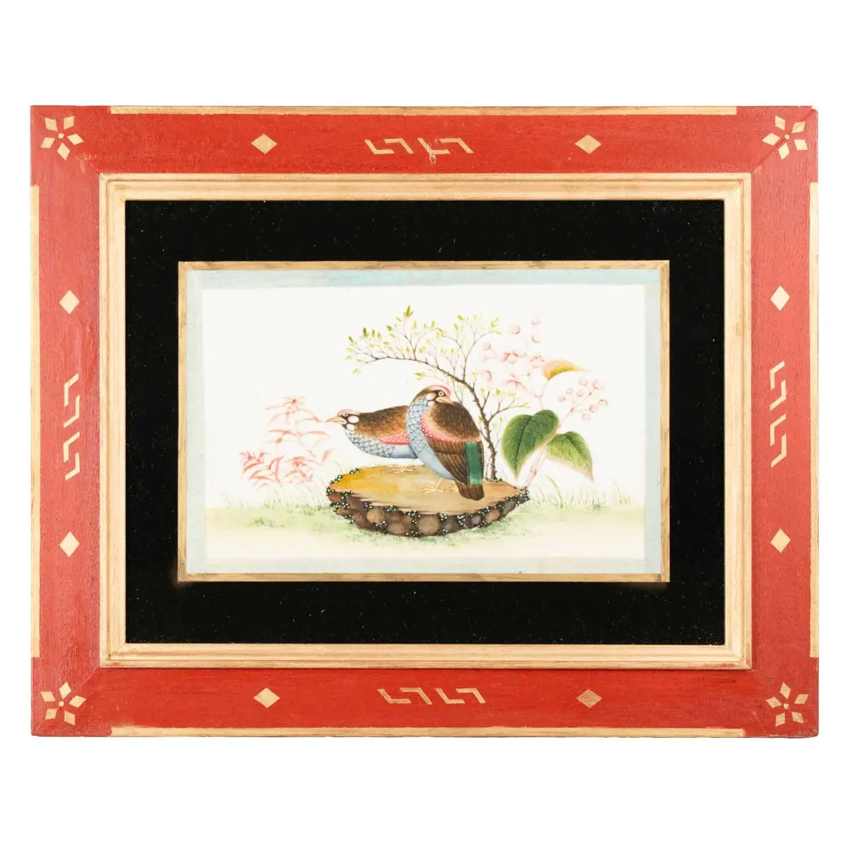 Twelve Fine Chinese Watercolours of Exotic Birds of Paradise in very Fine Gilt Frames (6)