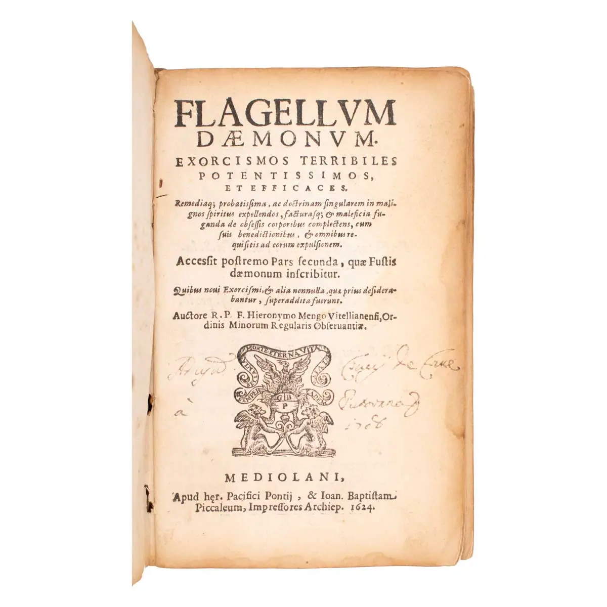 Flagellum daemonum. Exorcismos terribiles potentissimos, et efficaces… Mediolani: apud haer.  (2)